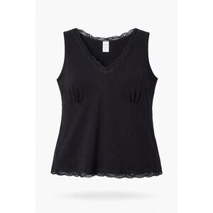 Y2K Old Navy Black Lace Trim Tank Top Women's 1X Sleeveless Camisole